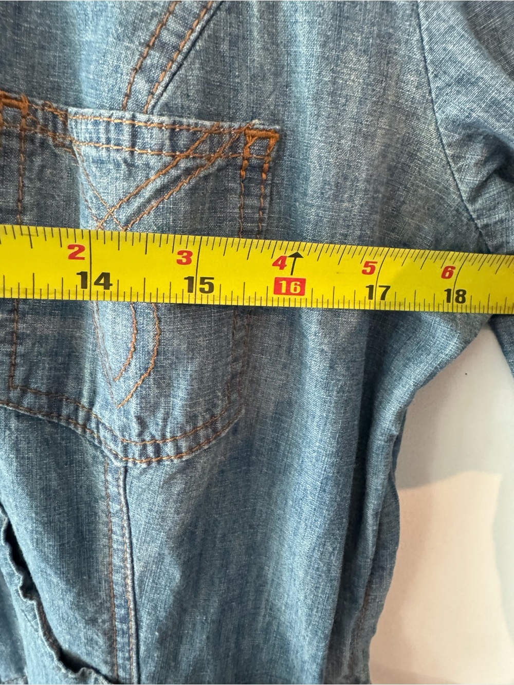 Classic Washed Blue Denim Maxi Shirt Dress with Long Sleeves - Picture 4 of 5